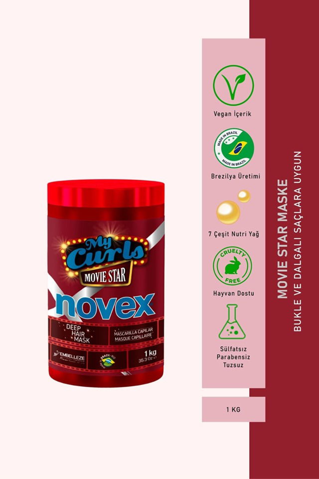 NOVEX MY CURLS MOVIE STAR - Ekstra Parlaklık Veren Saç Maskesi 1kg