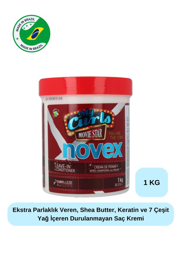 NOVEX MY CURLS MOVIE STAR - Ekstra Parlaklık Veren Durulanmayan Saç Kremi 1kg