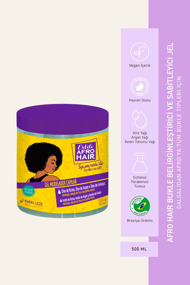 Novex Afro Hair - Afro Kıvırcık Saçlar İçin Bukle Belirginleştirici ve Sabitleyici Jel 500ml