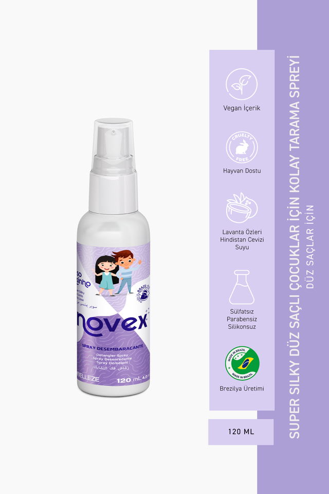 Novex Super Silky - Düz Saçlı Çocuklar İçin Nemlendirici Kolay Tarama Spreyi 120ml