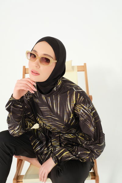 Yaprak Desenli Oversize Tesettür Mayo