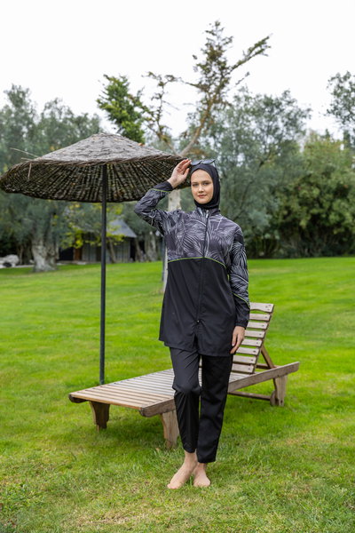 Kıl biye Süslemeli Battal Tesettür Mayo - ALF25267-B