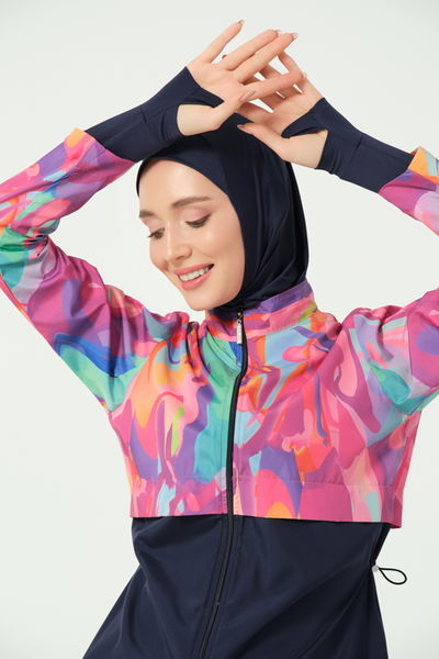 Parmak Geçirmeli Crop Battal Tesettür Mayo - ALF25321-B