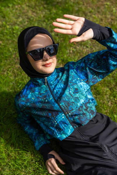 Parmak Geçirmeli Crop Battal Tesettür Mayo