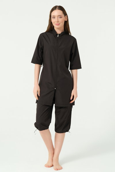 Klasik Battal Yarım Kol Yarı Kapalı Mayo - ALF25740-B