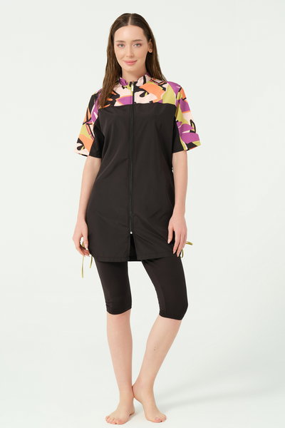 Vivora Toplamalı Battal Yarım Kol Yarı Kapalı Mayo - ALF25754-B