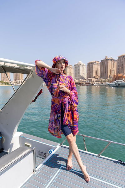 Lumira Şapkalı Yarım Kol Yarı Kapalı Mayo - ALF26704