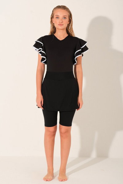 Kolu Volanlı Yarım Kol Yarı Kapalı Mayo - ALF26726