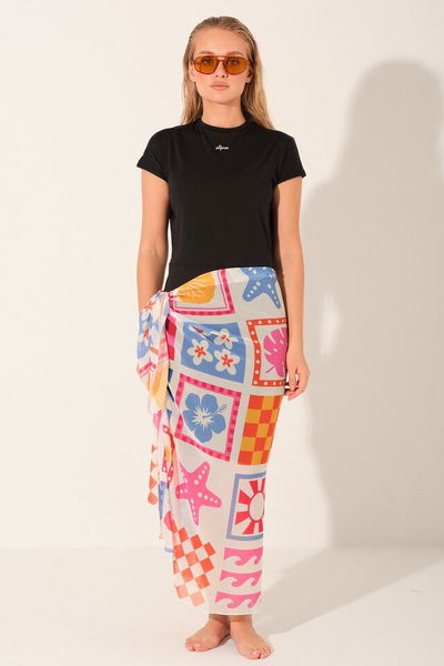 Desenli  Etek Pareo - ALF7105