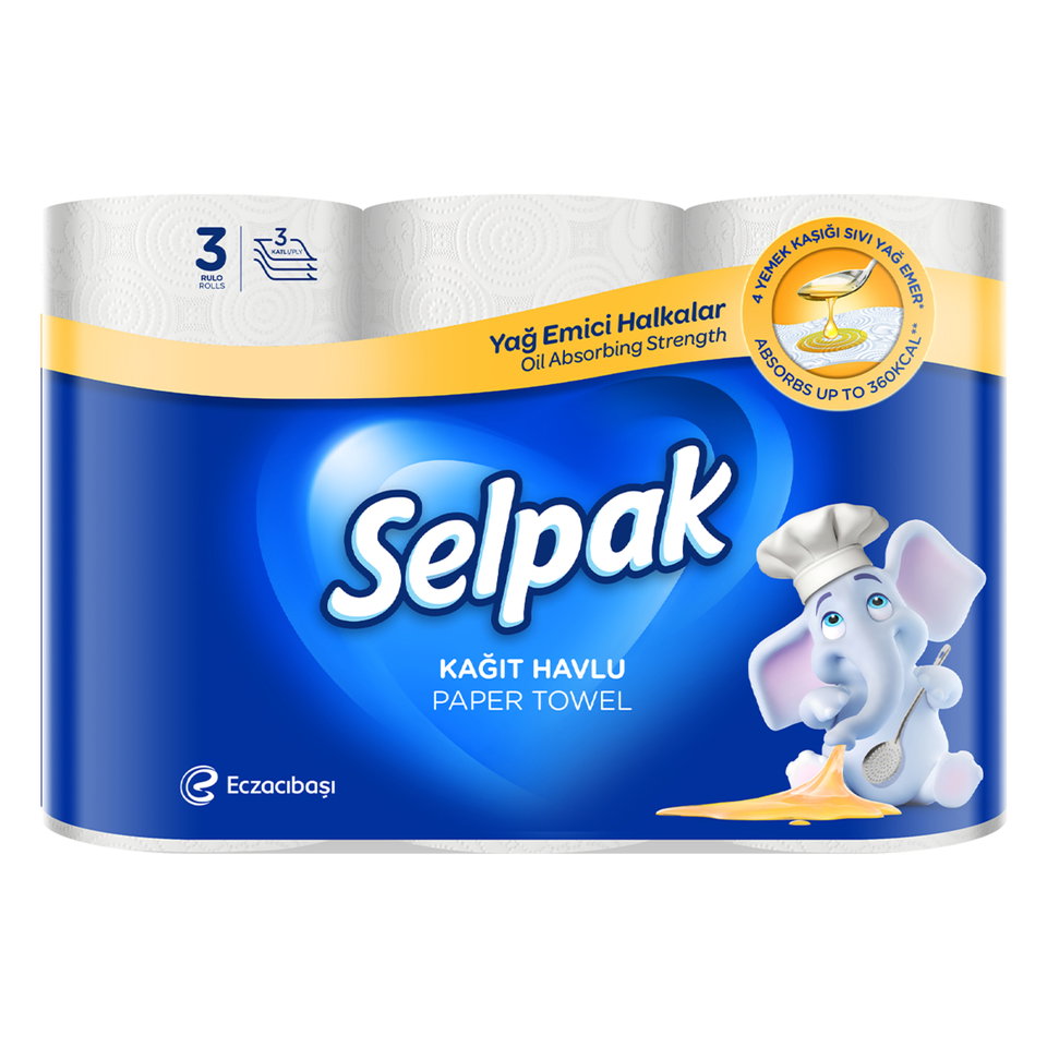 SELPAK HAVLU 3'LÜ YAĞ EMİCİ