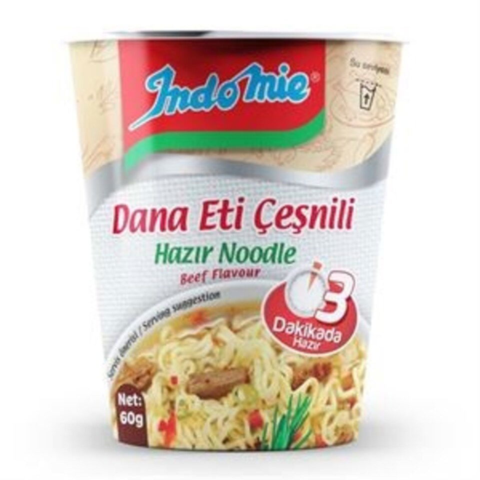 INDOMİE NOODLE 60 GR.-DANA ETİ ÇEŞNİLİ(BARDAK)