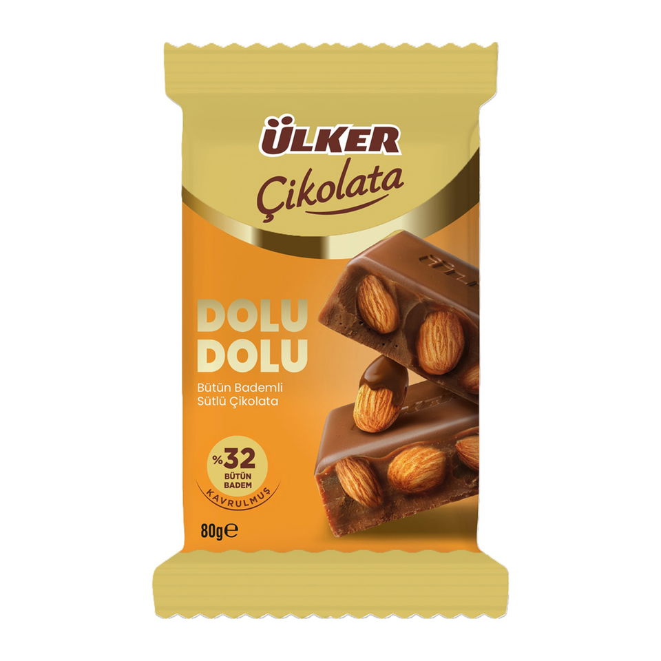 ÜLKER ÇİKOLATA DOLU DOLU 80GR- BADEMLİ