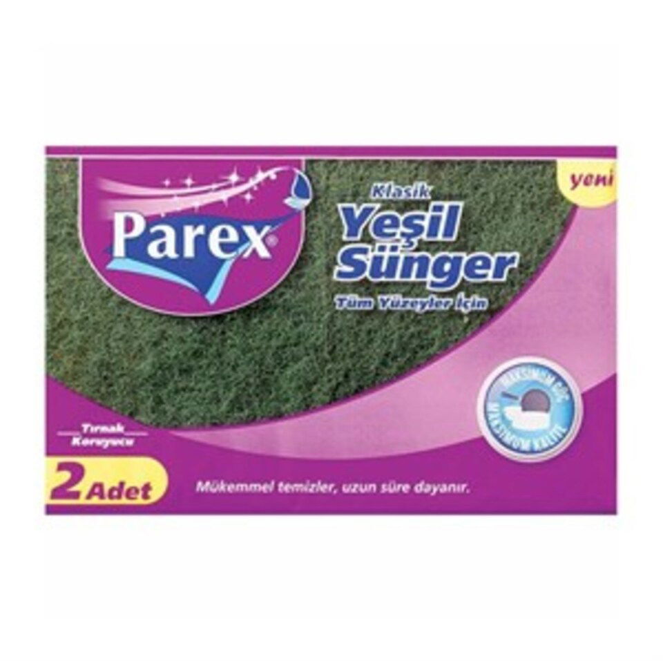 PAREX KLASİK YEŞİL DÜZ SÜNGER 2'Lİ
