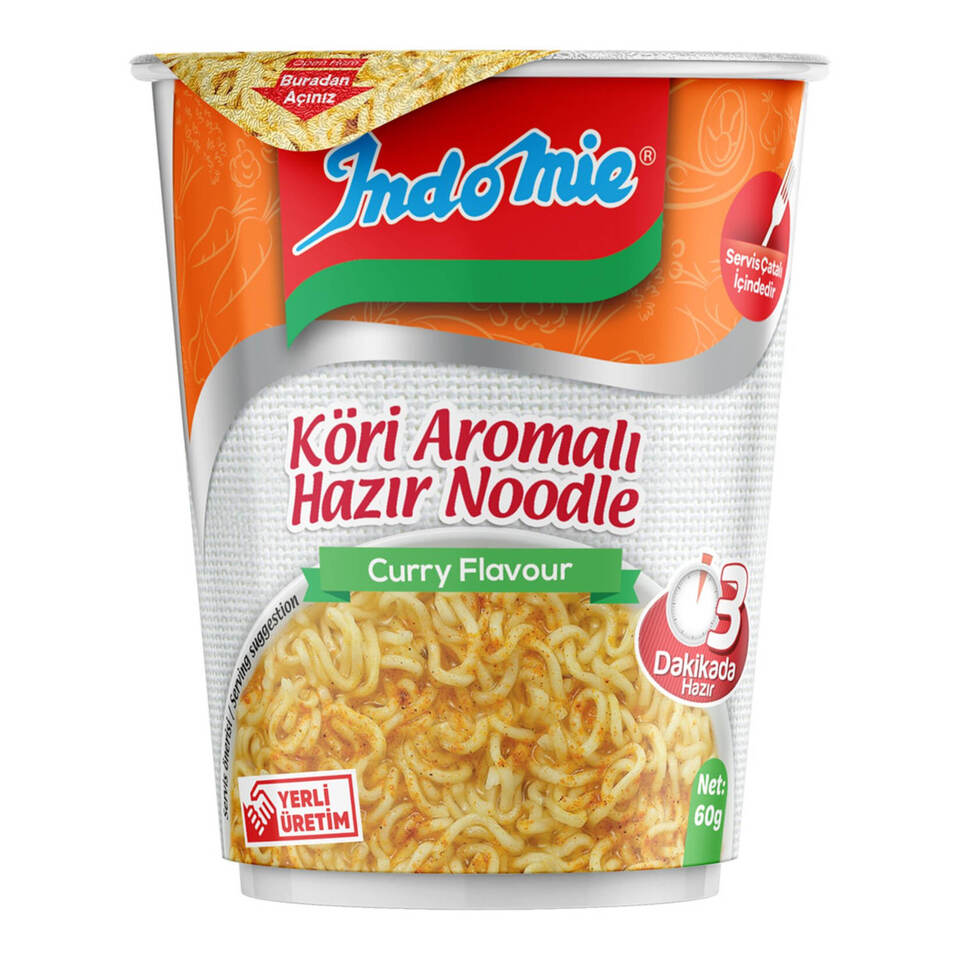 INDOMİE NOODLE 60 GR.-KÖRİ ÇEŞNİLİ (BARDAK)