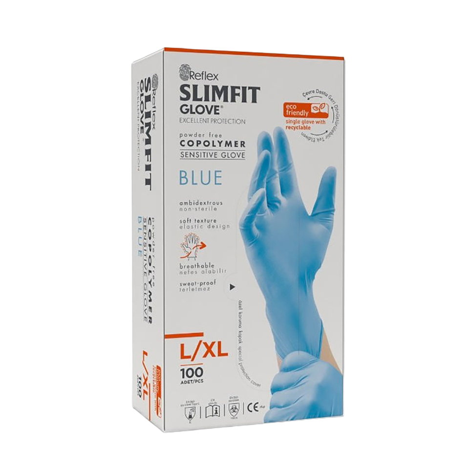 REFLEX SLİMFİT ELDİVEN 100'LÜ-MAVİ (L)