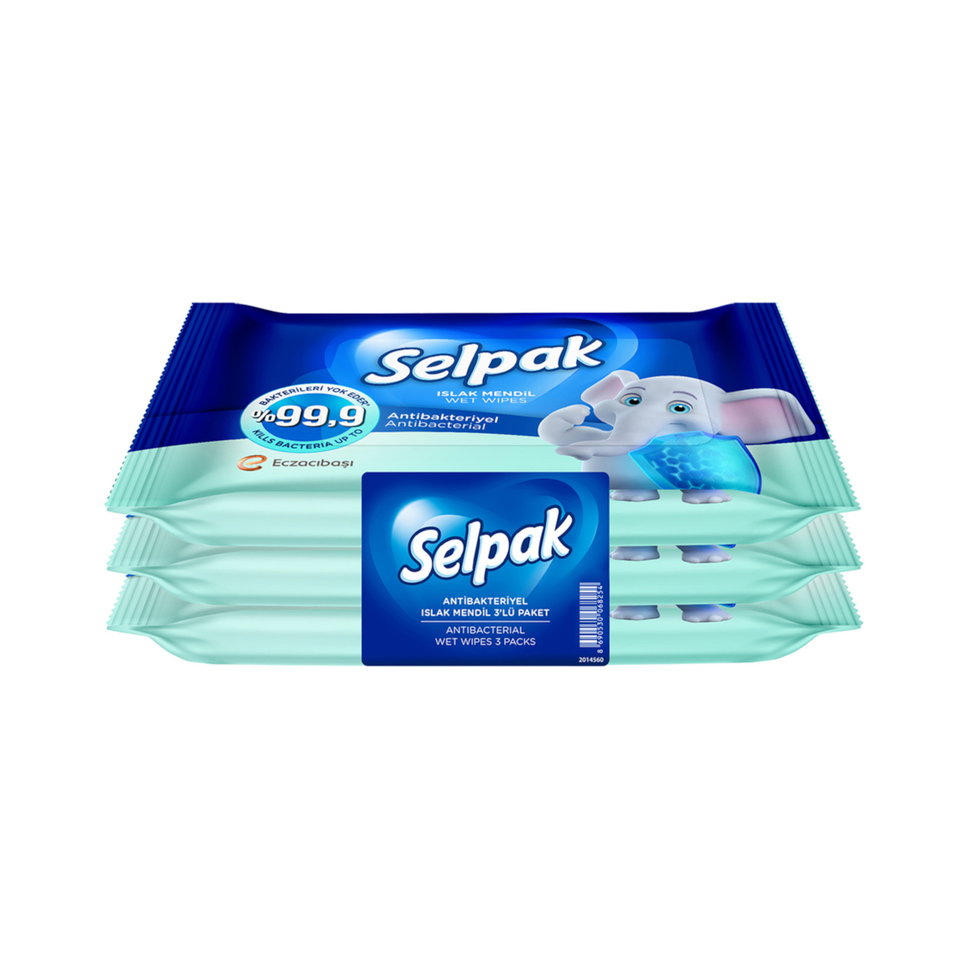 SELPAK ISLAK MENDİL 3'LÜ-ANTİBAKTERİYEL