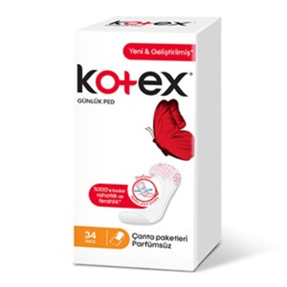 KOTEX İNCE GÜNLÜK PED 34'LÜ PARFÜMSÜZ