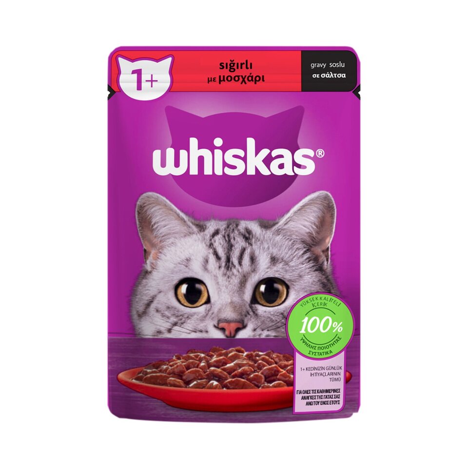 WHISKAS KEDİ MAMA 85 GR. POUCH GÜVEÇ SIĞIRET