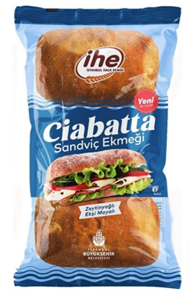 İHE CİABATTA SANDVİÇ EKMEĞİ 3'LÜ 240 GR