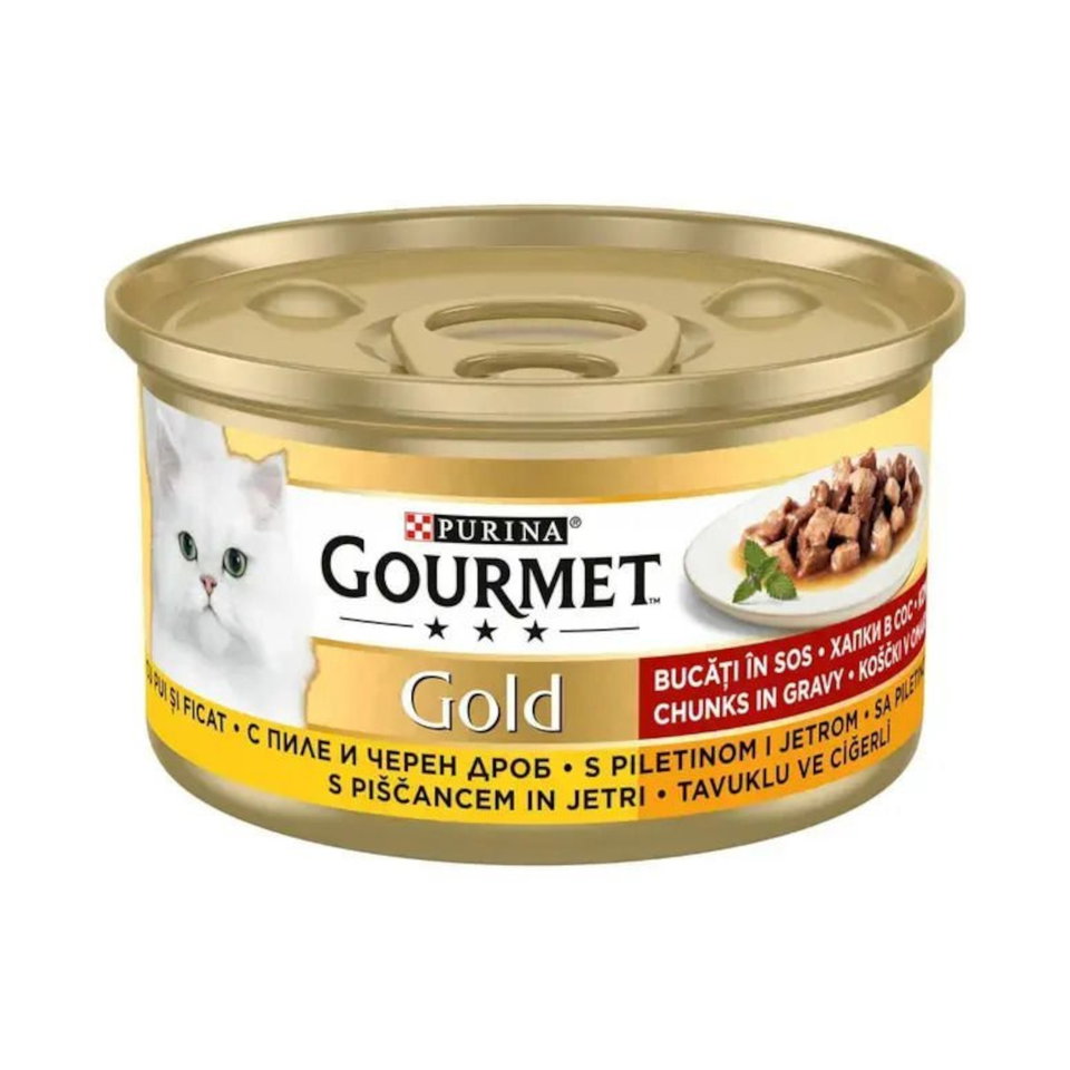 GOURMET GOLD KEDİ MAMA 85 GR.-PARÇA TAVUK CİĞER