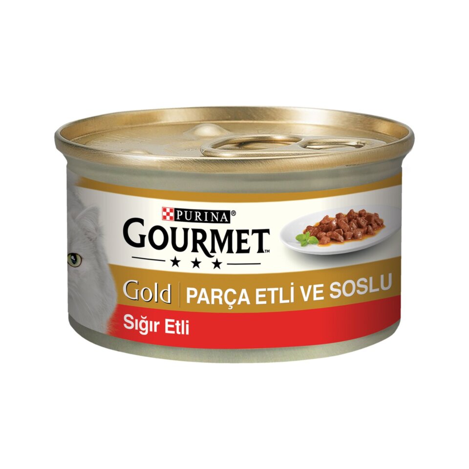GOURMET GOLD KEDİ MAMA 85 GR.-PARÇA SIĞIR ETİ