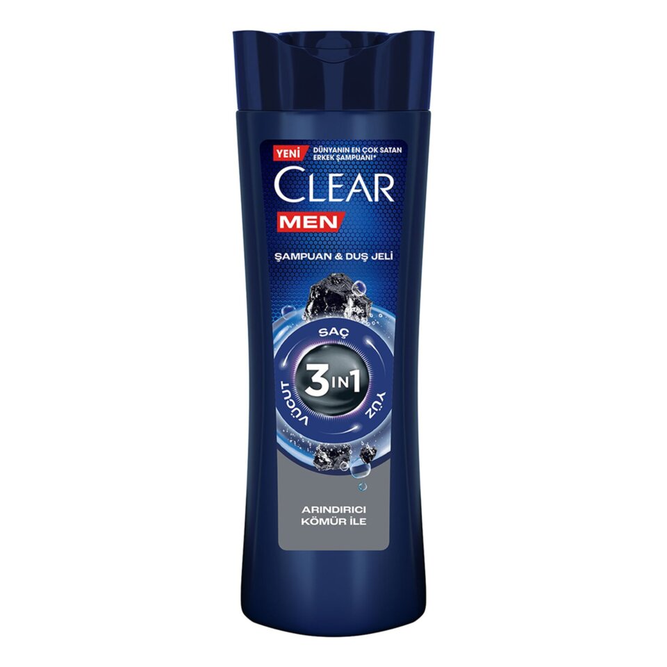 CLEAR MEN ŞAMP 350 ML-3İN1 ARINDIRICI KÖMÜR