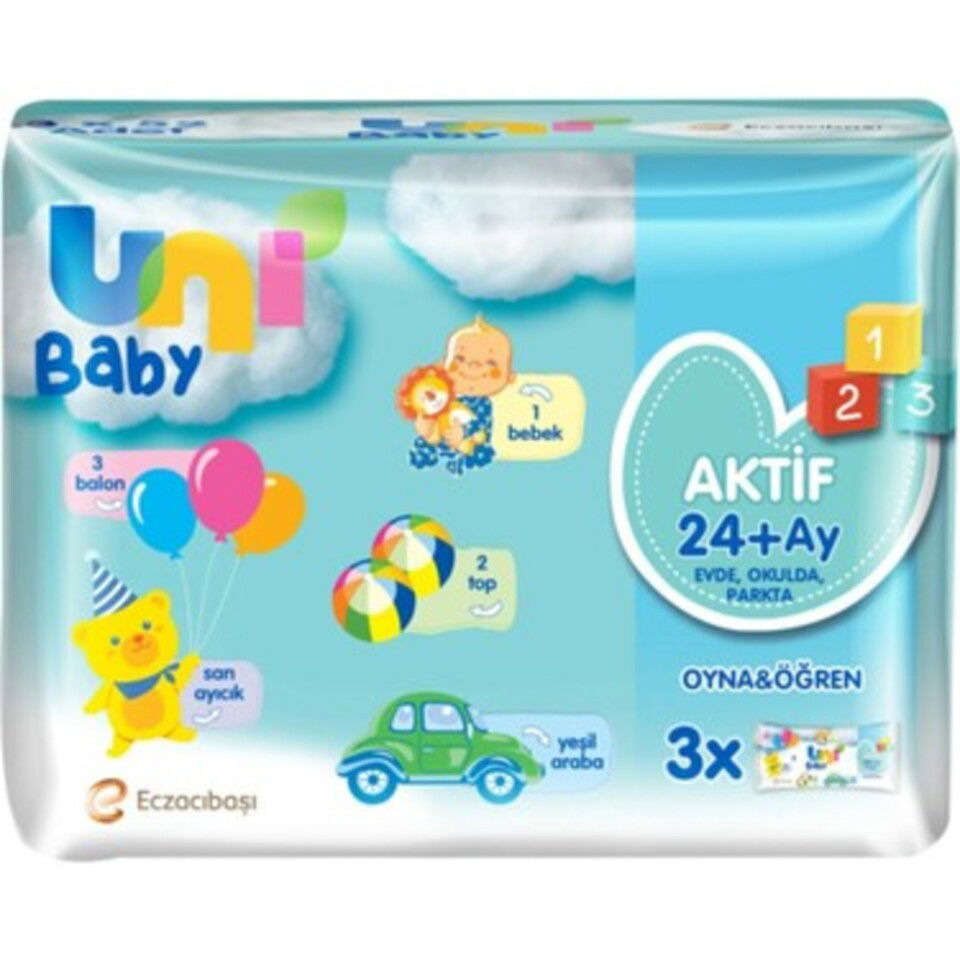 UNI BABY ISLAK HAVLU 3*52 AKTİF (OYNA&ÖĞREN)