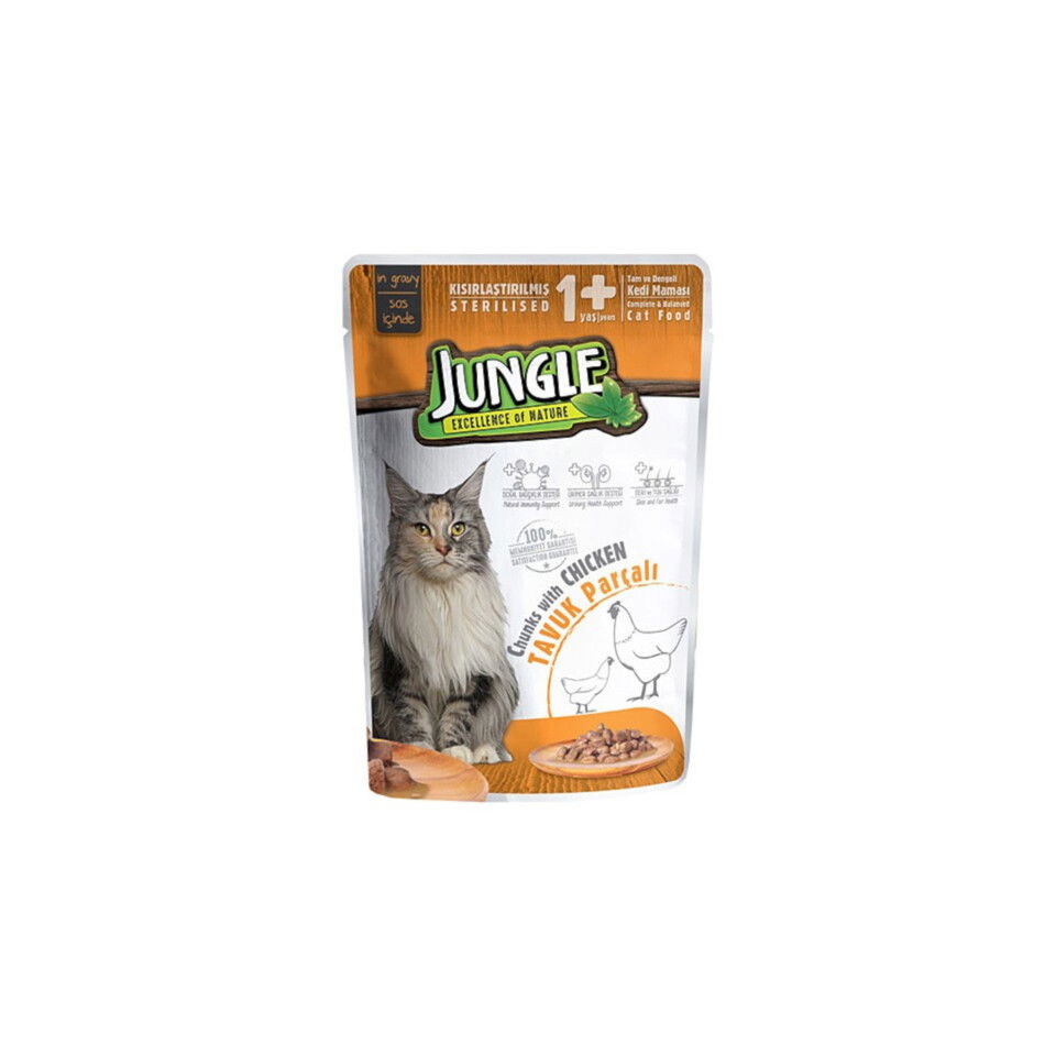 JUNGLE POUCH KISIR KEDİ 100 GR-TAVUK PARÇALI