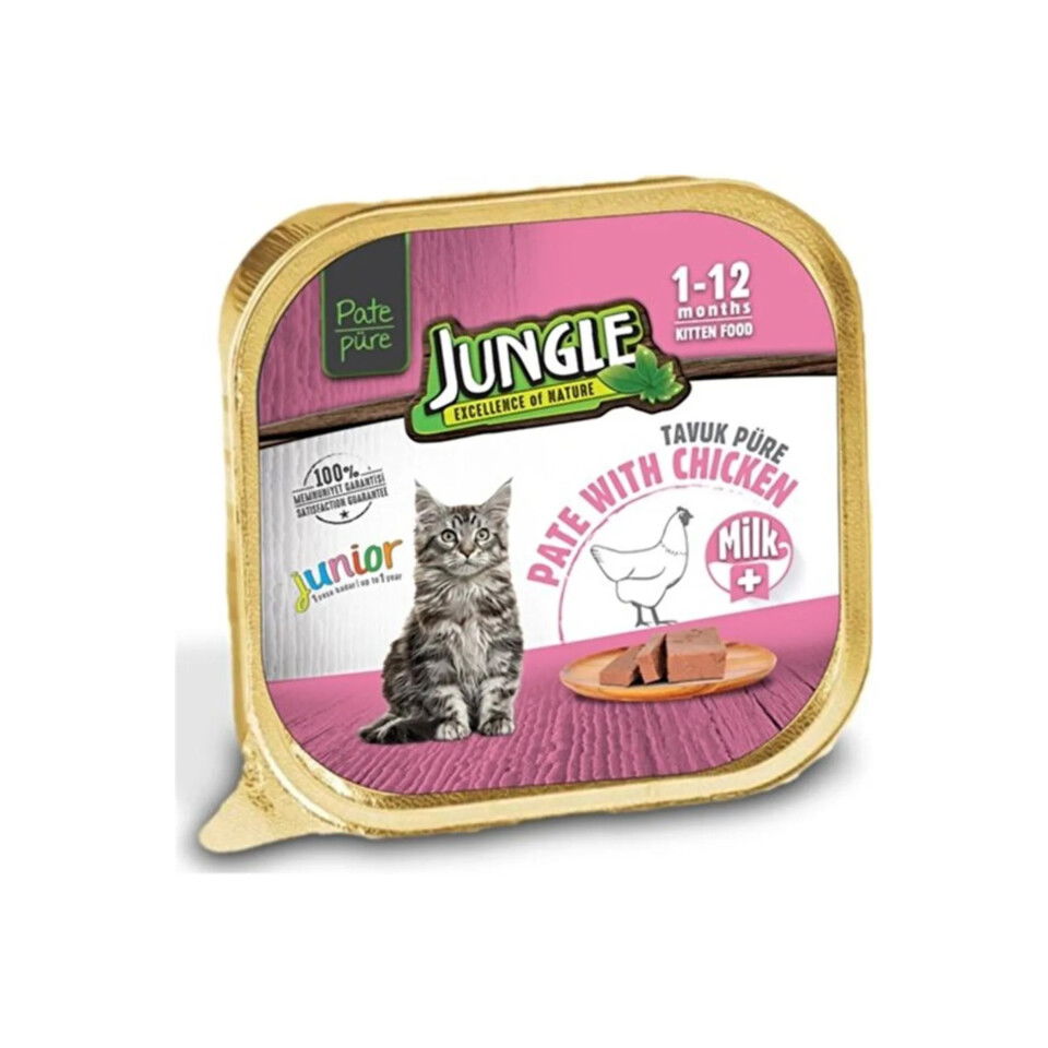 JUNGLE PÜRE YAVRU KEDİ 100 GR-SÜTLÜ&TAVUKLU