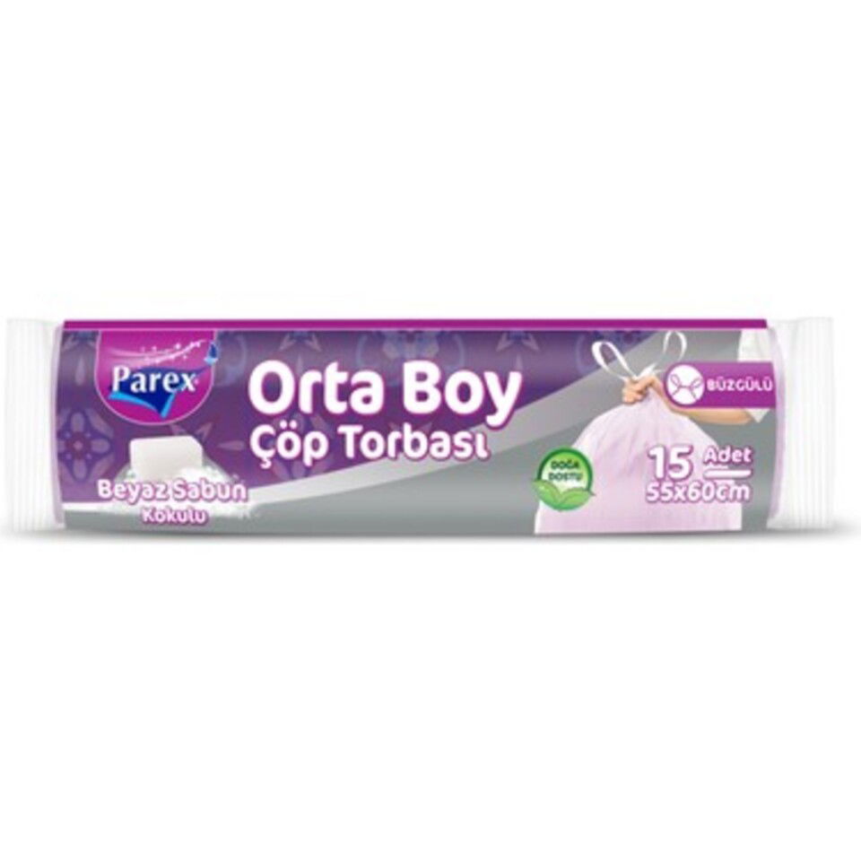 PAREX BÜZGÜLÜ ÇÖP TORBASI-ORTA (BEYAZ SABUN)