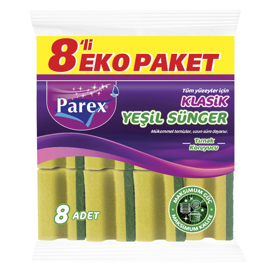 PAREX KLASİK OLUKLU SÜNGER 8'Lİ