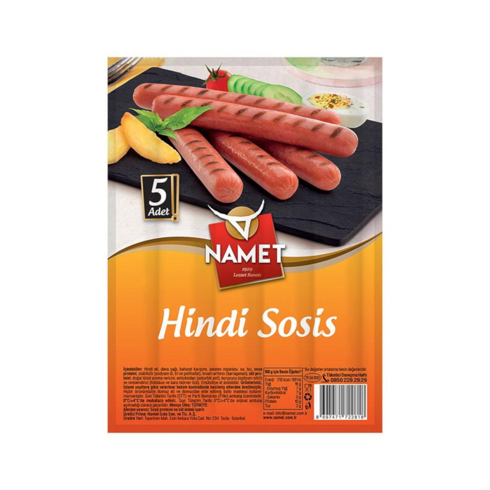 NAMET HİNDİ UZUN 5'Lİ SOSİS 210 GR.