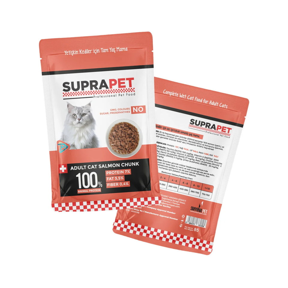 SUPRAPET YETİŞKİN KEDİ MAMASI 85GR-SOMON&PARÇA ET