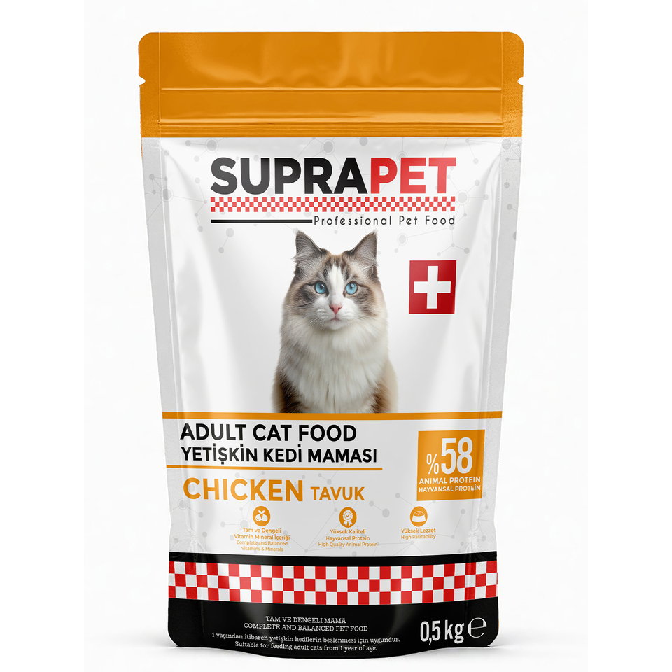 SUPRAPET YETİŞKİN KEDİ MAMASI 85GR-TAVUK&PARÇA ET