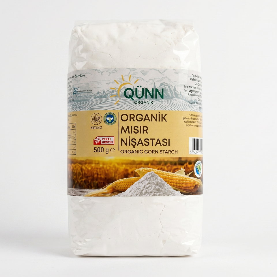 QÜNN ORGANİK MISIR NİŞASTASI UNU 500GR