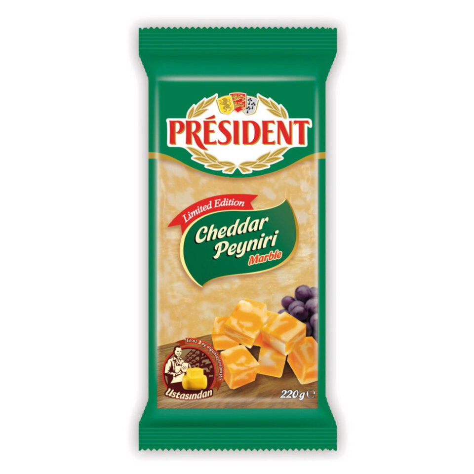 PRESIDENT MARBLE CHEDDAR 220 GR.