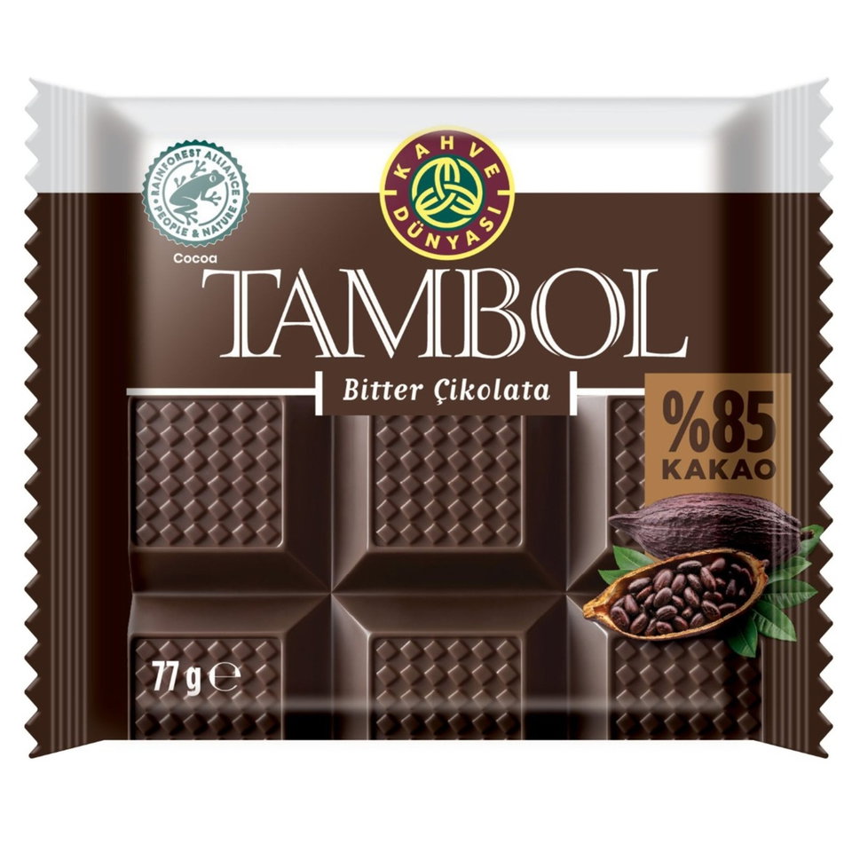 KAHVE DÜNYASI TAMBOL %85 BİTTER  77 GR