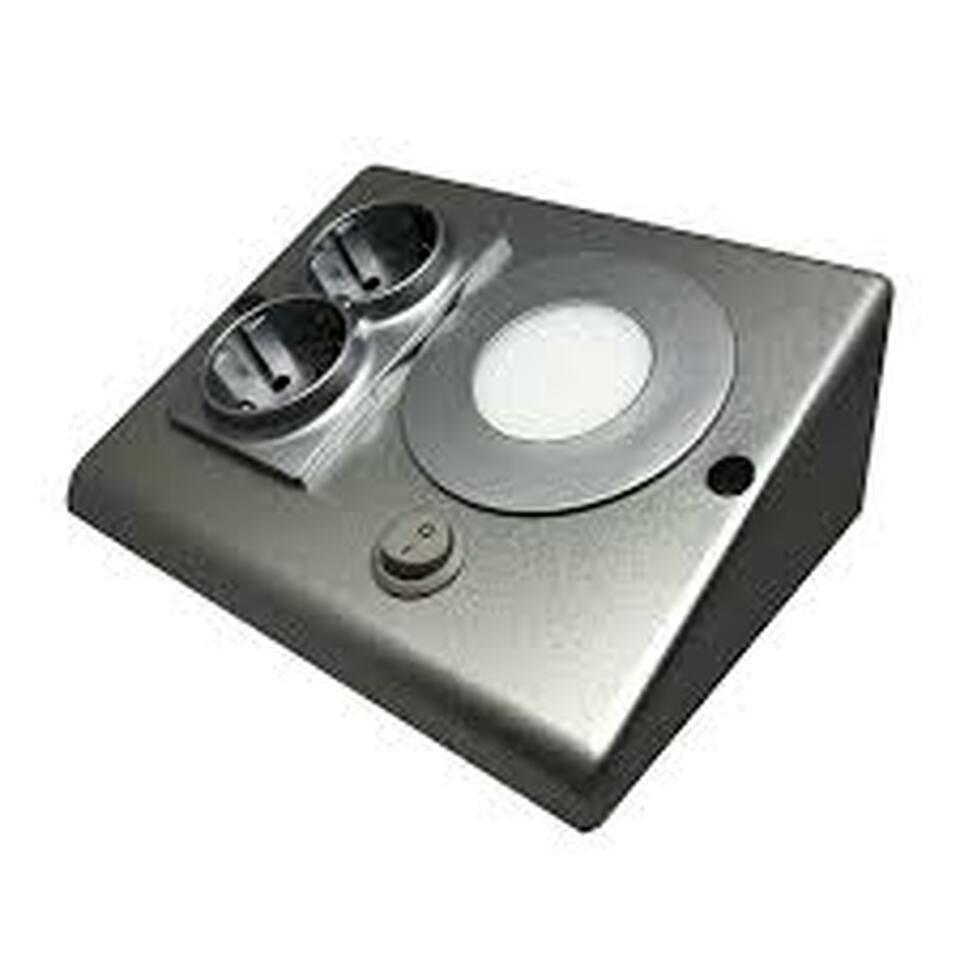 Tezgah Altı Aydınlatma Armatürü Çift Prizli 3w 6500k Krom Kasa ( Metal )(20ad)