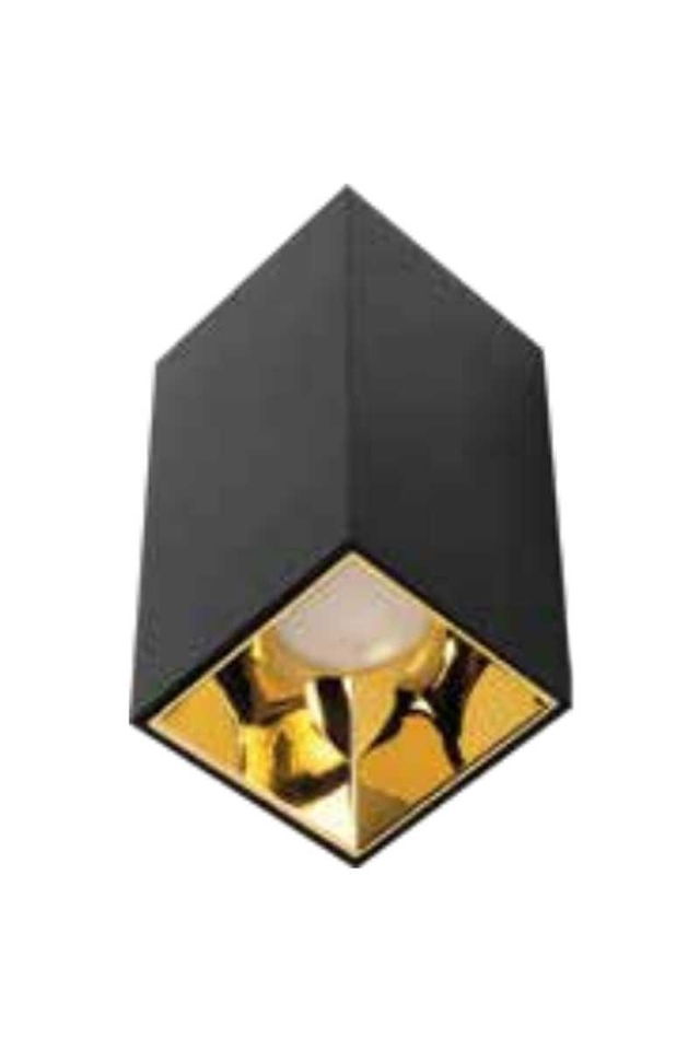 Ack Dekoratif Armatür 110x74mm Siyah Kasa/Altın Reflektör Gu10 ( Kare )(30ad)