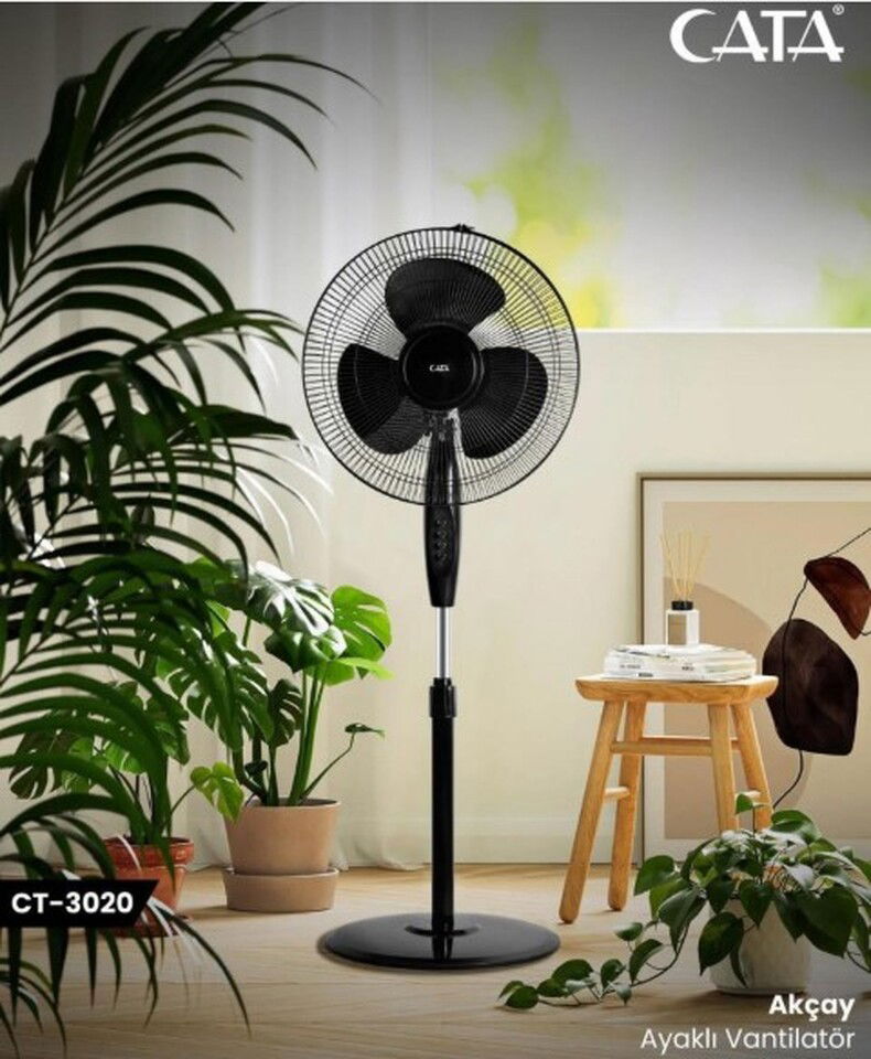 Ayaklı Tip Vantilatör 50w 220v 3 Kademe Plastik Kanat ( Ev-Ofis Tipi 16''/41cm Siyah )( Akçay )(1ad) 