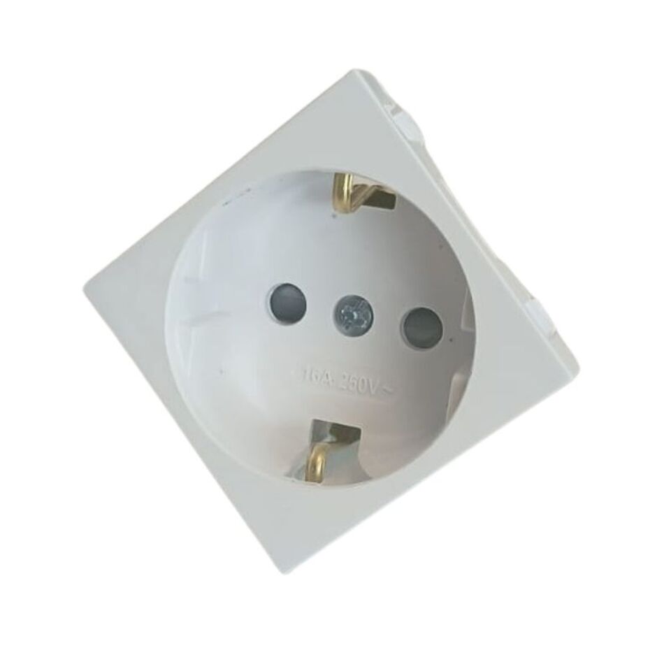 Çetinkaya Kanal Tipi Şebeke Priz 45x45mm ( Otomatik  Bağlantı ) ( 2 Modül ) ( Beyaz )(10ad)