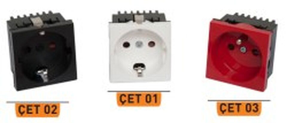 Çetinkaya Kanal Tipi Ups Priz 45x45mm ( Vidalı Bağlantı ) ( 2 Modül ) ( Kırmızı )(10ad)