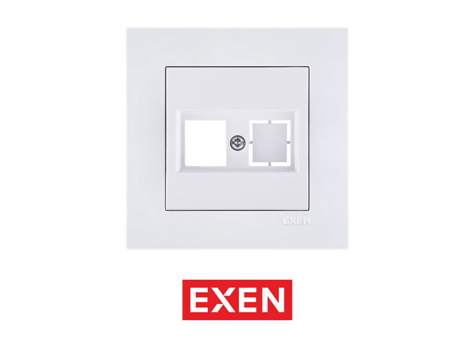 Exen Beyaz Data Priz Jaksız Mekanizma+kapak (12kt/60kl)