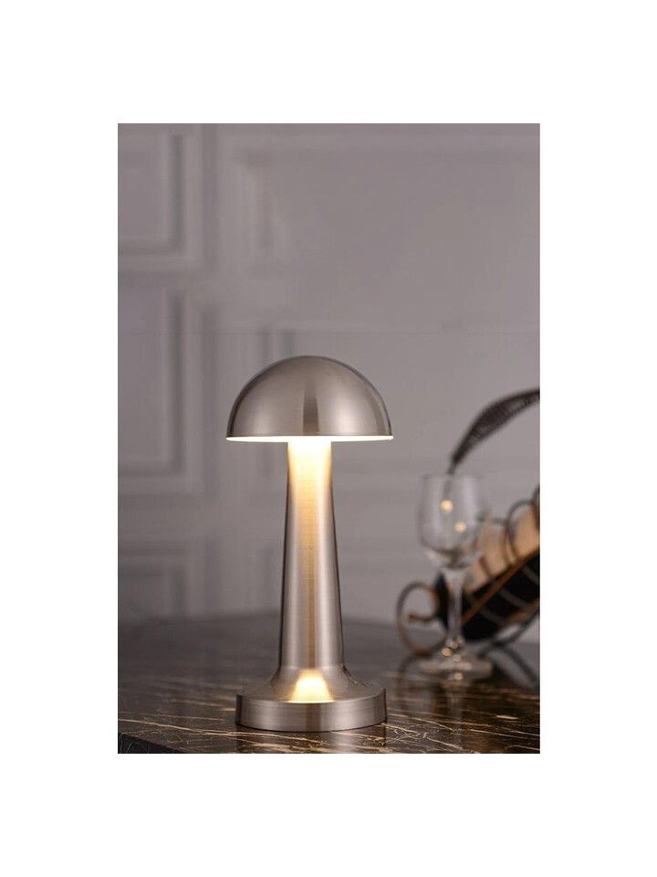 Masa Lambası 3 Renk Şarjlı Mantar Tip 60lm 23x10mm Type-C ( Gövde Renk Silver ) ( Avıva 3cct Lizbon ) (16ad)