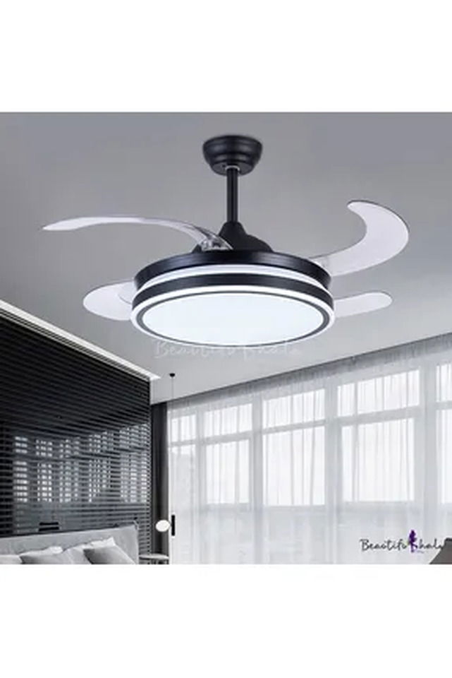 Tavan Tip Gizli Kanatlı Vantilatör-Led Armatür 96w 220v 7000lm 3000kl-4000kl-6500kl ( 1w/140lm/107cm Siyah ) (8ad) 