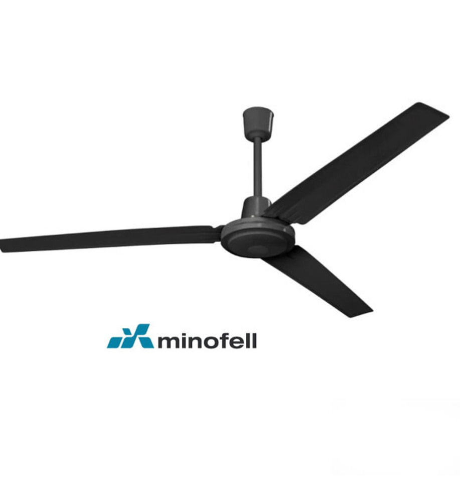 Tavan Tip Üç Kanatlı Vantilatör 75w 220v 5 Kademe Metal Kanat ( Ev-Ofis Tipi 56''/140cm Siyah ) (3ad) 