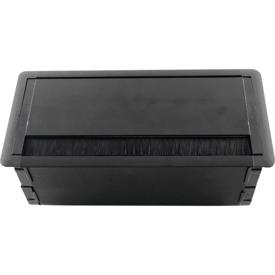 Masa Üstü Kapaklı Priz Kutusu 6 Modül 45x45mm  (Alüminyum) Siyah