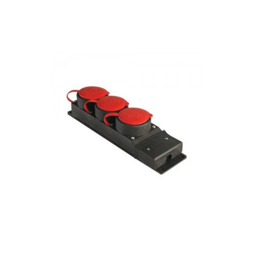 Kauçuk Monofaze Grup Priz 3'Lü 1x16a Ip54 (Kırmızı) (12ad)