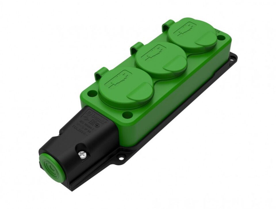 Kauçuk Monofaze Grup Priz 3'Lü 1x16a Ip54 (Yeşil) (12ad)