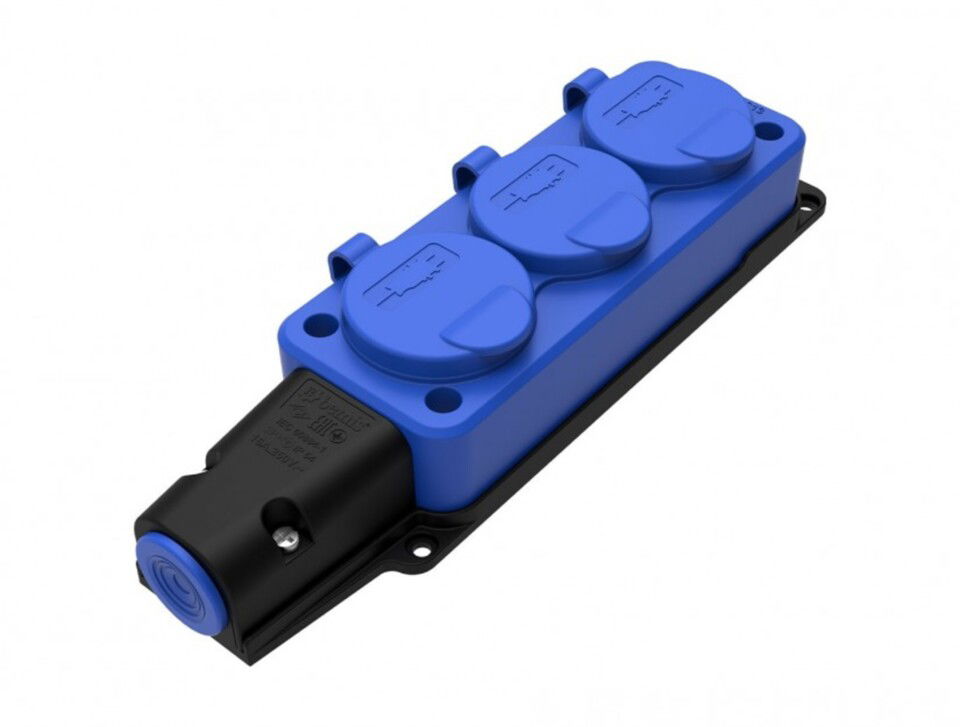 Kauçuk Monofaze Grup Priz 3'Lü 1x16a Ip54 (Mavi) (12ad)